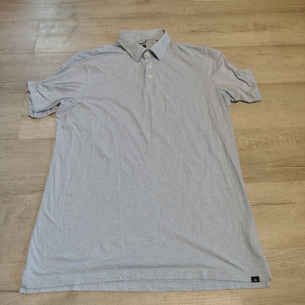 Faherty Movement Polo Shirt Mens XLT Light Blue Heather Short Sleeve Reserve